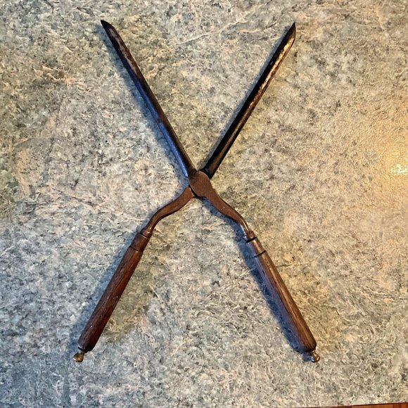 Vintage Curling Iron Metal Wood Hinged Made in Germany